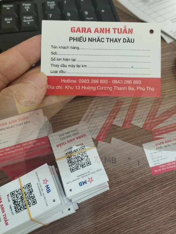 In phiếu nhắc thay dầu ô tô cho gara sữa chữa bảo dưỡng xe hơi - VND333