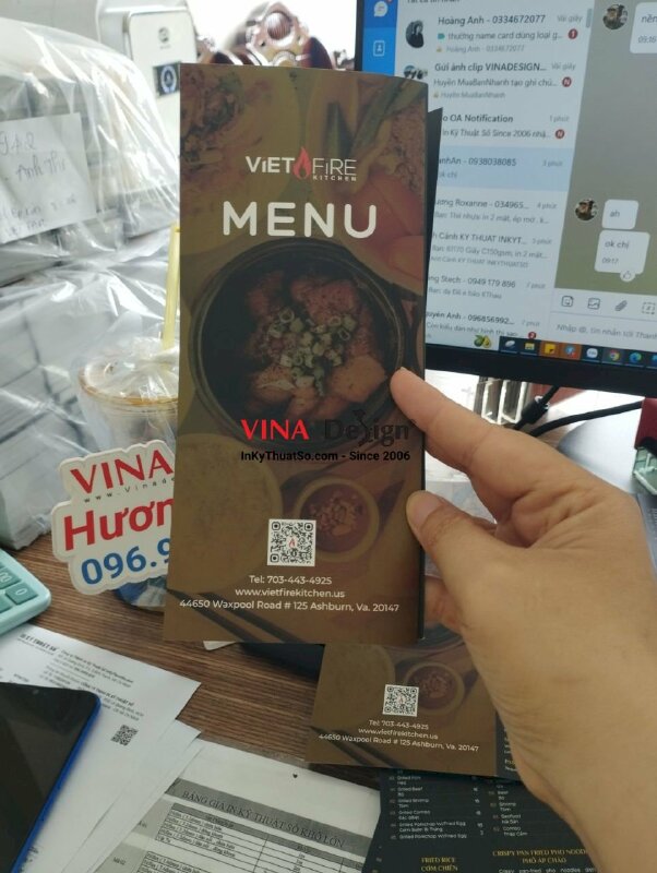 In brochure menu nhà hàng tiếng Anh hàng gửi đi Mỹ - VND211