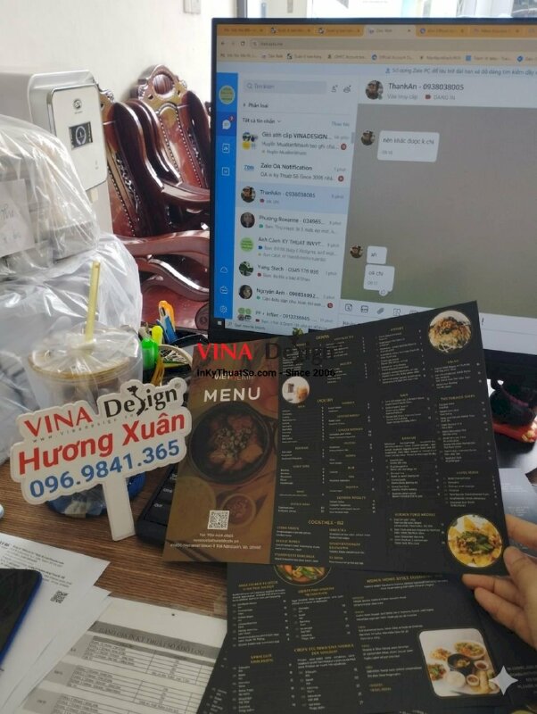 In brochure menu nhà hàng tiếng Anh hàng gửi đi Mỹ - VND211