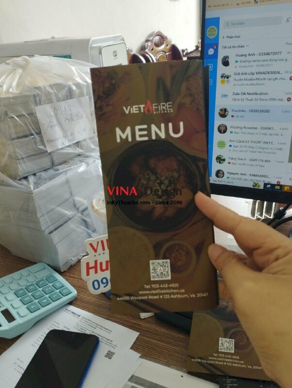 In brochure menu nhà hàng tiếng Anh hàng gửi đi Mỹ - VND211