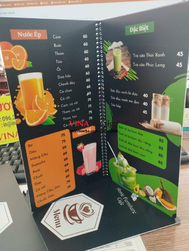 In menu gọi món đồ ăn thức uống Showroom Furniture Cafe - VND144