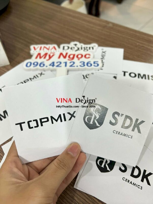 In Tag giấy vuông, tem giấy vuông 8cm x 8cm - VND195