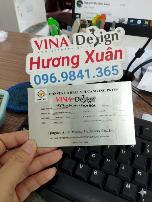 In tem nhãn kim loại, tem mác máy công nghiệp - VND235