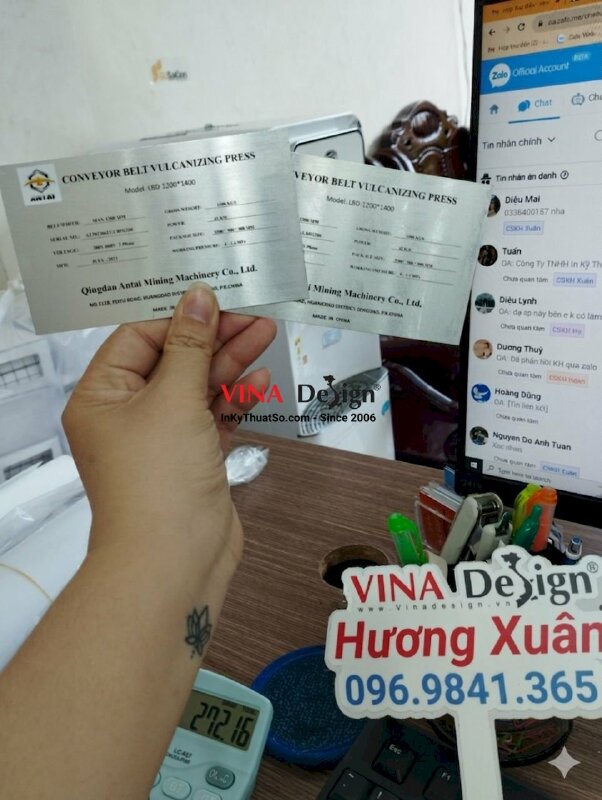 In tem nhãn kim loại, tem mác máy công nghiệp - VND235
