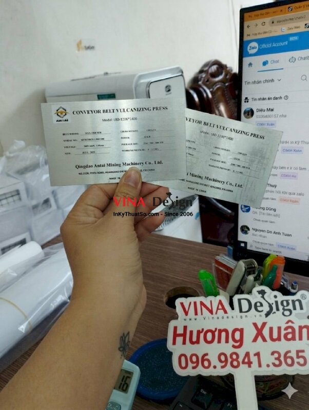 In tem nhãn kim loại, tem mác máy công nghiệp - VND235