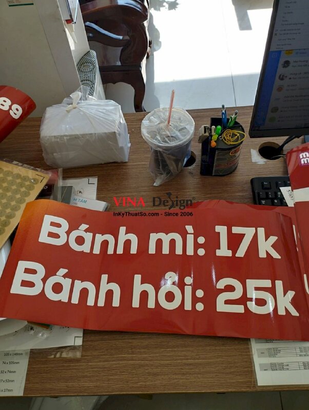 In bảng giá bánh mì bánh hỏi dán xe đẩy đồ ăn sáng - VND133