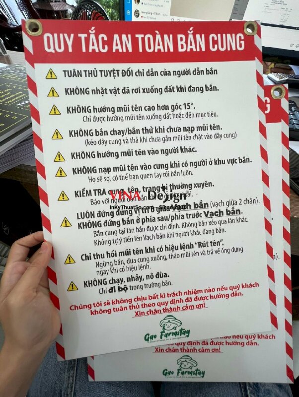 In bảng quy tắc an toàn bắn cung - VND158