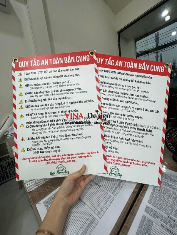 In bảng quy tắc an toàn bắn cung - VND158