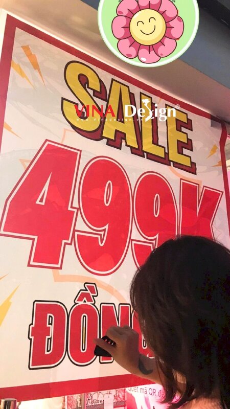 In bảng sale đồng giá 499k Decal sữa dán kính khổ lớn - VND705