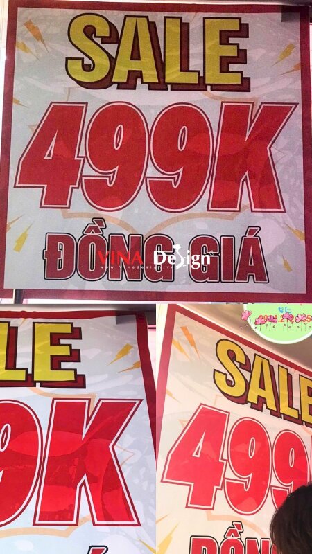 In bảng sale đồng giá 499k Decal sữa dán kính khổ lớn - VND705